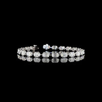 14K White Gold East-West Station Bracelet with 23 Emerald Cut Lab Diamonds - 7.06 Carat Total Weight, E-F Color, VS2 Clarity - Covaloro Fine Jewelry