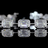 14K White Gold East-West Station Bracelet with 23 Emerald Cut Lab Diamonds - 7.06 Carat Total Weight, E-F Color, VS2 Clarity - Covaloro Fine Jewelry