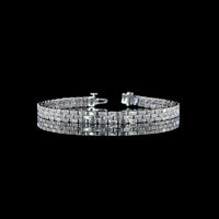 14K White Gold East-West Tennis Bracelet with 132 Half-Bezel Set Baguette Lab Diamonds - 6.32 Carat Total Weight - Covaloro Fine Jewelry