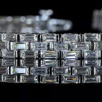 14K White Gold East-West Tennis Bracelet with 132 Half-Bezel Set Baguette Lab Diamonds - 6.32 Carat Total Weight - Covaloro Fine Jewelry