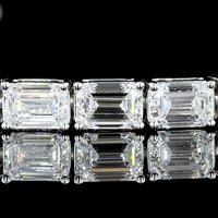 14K White Gold East-West Tennis Bracelet with 39 Emerald Cut Lab Diamonds - 6.90 Carat Total Weight, E-F Color VVS2 Clarity - Covaloro Fine Jewelry