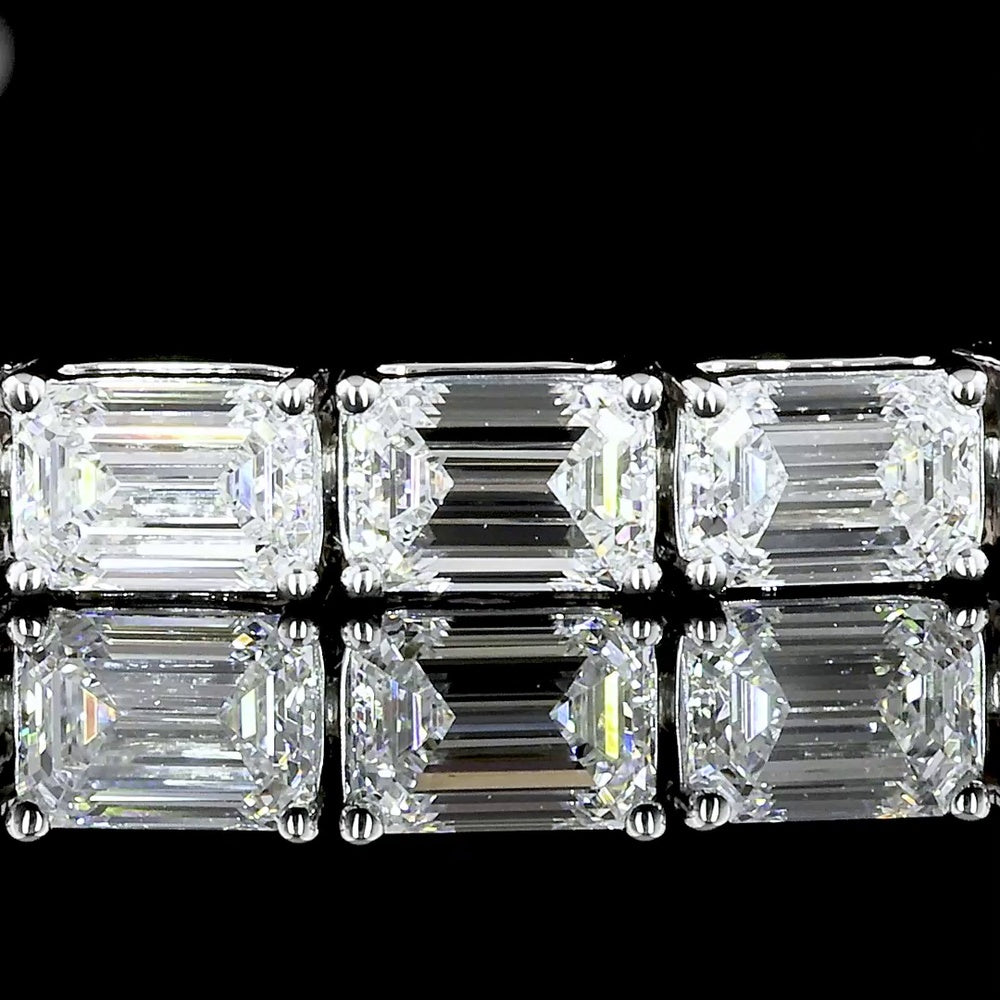 14K White Gold East-West Tennis Bracelet with 39 Emerald Cut Lab Diamonds - 6.90 Carat Total Weight, E-F Color VVS2 Clarity - Covaloro Fine Jewelry