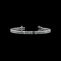 14K White Gold East-West Tennis Bracelet with Alternating Baguette and Round Lab Diamonds - 4.08 Carats Total Diamond Weight - Covaloro Fine Jewelry