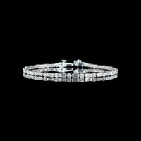 14K White Gold East-West Tennis Bracelet with Alternating Baguette and Round Lab Diamonds - 4.12 Carat Total Weight - Covaloro Fine Jewelry