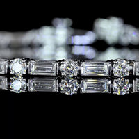 14K White Gold East-West Tennis Bracelet with Alternating Baguette and Round Lab Diamonds - 4.12 Carat Total Weight - Covaloro Fine Jewelry