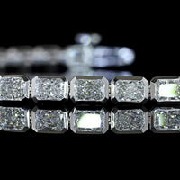 14K White Gold East-West Tennis Bracelet with Bezel Set Radiant Cut Lab Diamonds - 4.82 Total Carat Weight, E-F Color, VS1 Clarity - Covaloro Fine Jewelry