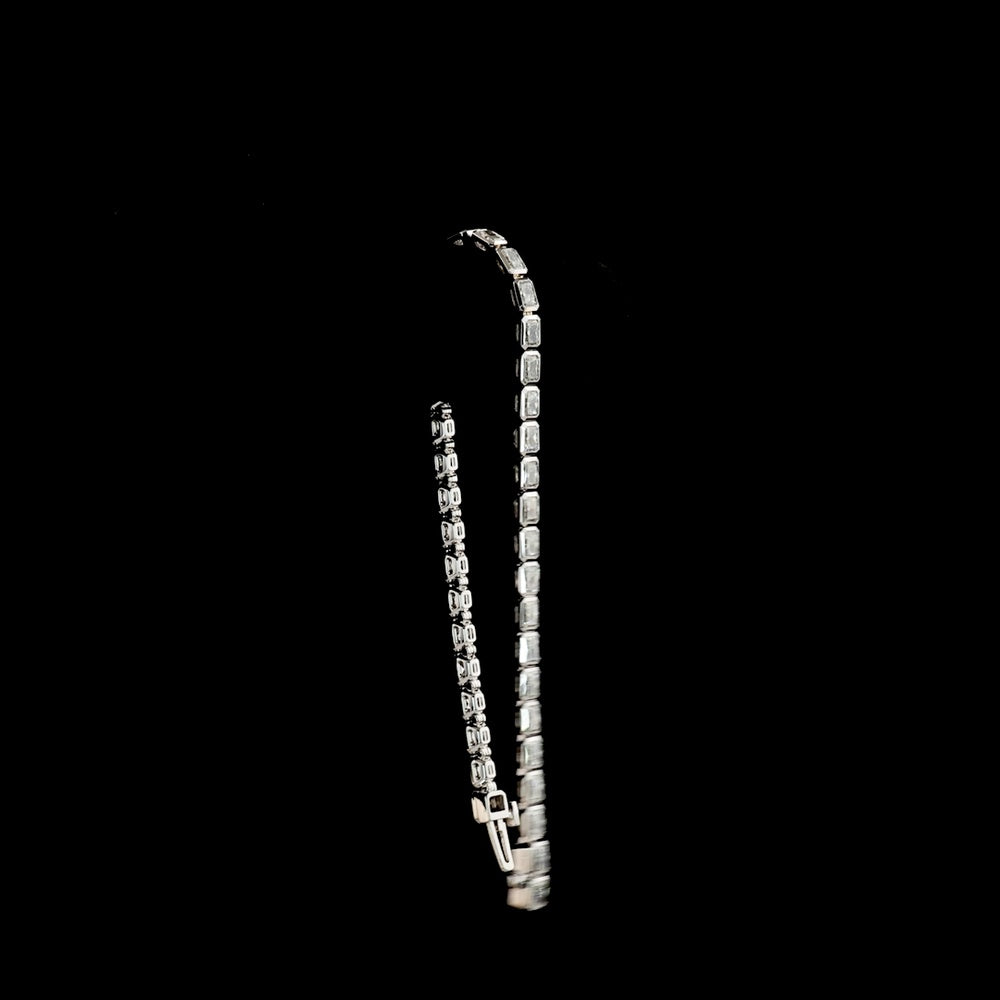 14K White Gold East-West Tennis Bracelet with Bezel Set Radiant Cut Lab Diamonds - 4.82 Total Carat Weight, E-F Color, VS1 Clarity - Covaloro Fine Jewelry