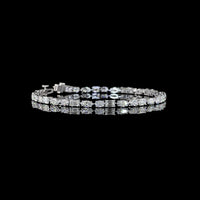 14K White Gold East-West Tennis Bracelet with Emerald, Marquise, and Oval Lab Diamonds - 6.11 Carats Total Diamond Weight - Covaloro Fine Jewelry