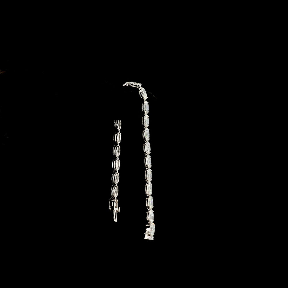14K White Gold East-West Tennis Bracelet with Moval Cut Lab Grown Diamonds - 9.97 Carat Total Weight - Covaloro Fine Jewelry