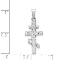 14K White Gold Eastern Orthodox Cross Charm - Polished Textured Design by Oro Pregiato