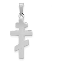 14K White Gold Eastern Orthodox Cross Charm - Polished Textured Design by Oro Pregiato