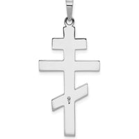 14K White Gold Eastern Orthodox Cross Pendant with Polished Finish and Textured Detailing by Oro Pregiato