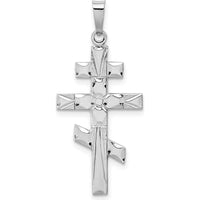 14K White Gold Eastern Orthodox Cross Pendant with Textured Finish by Oro Pregiato