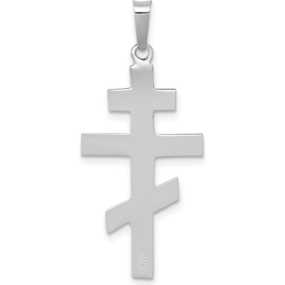 14K White Gold Eastern Orthodox Cross Pendant with Textured Finish by Oro Pregiato