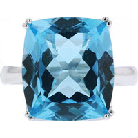 14K White Gold EFFY Blue Topaz and Diamond Halo Ring - 11 Carat Blue Topaz, 0.16 Carat Diamond Accent