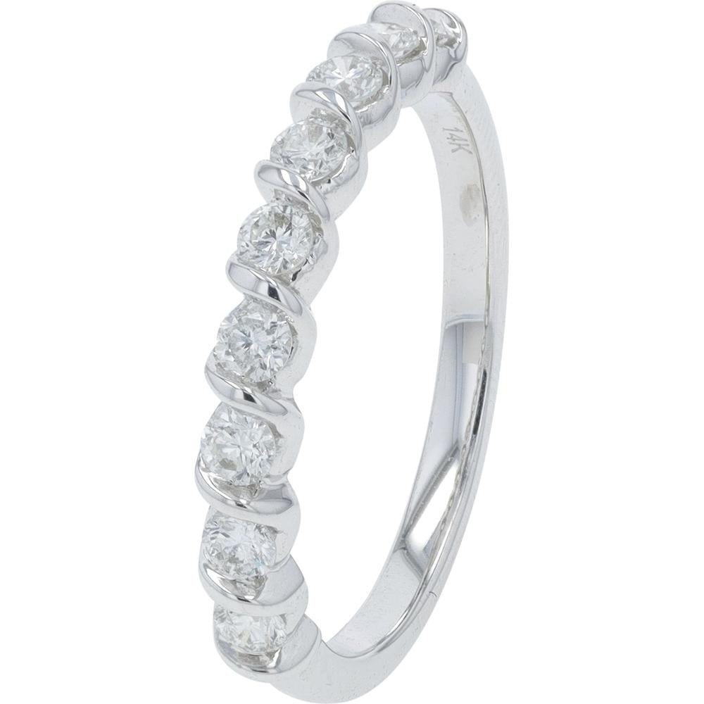 14K White Gold EFFY Diamond Band Ring with Prong - Set Round Diamonds - 0.50 Carat Total Diamond Weight