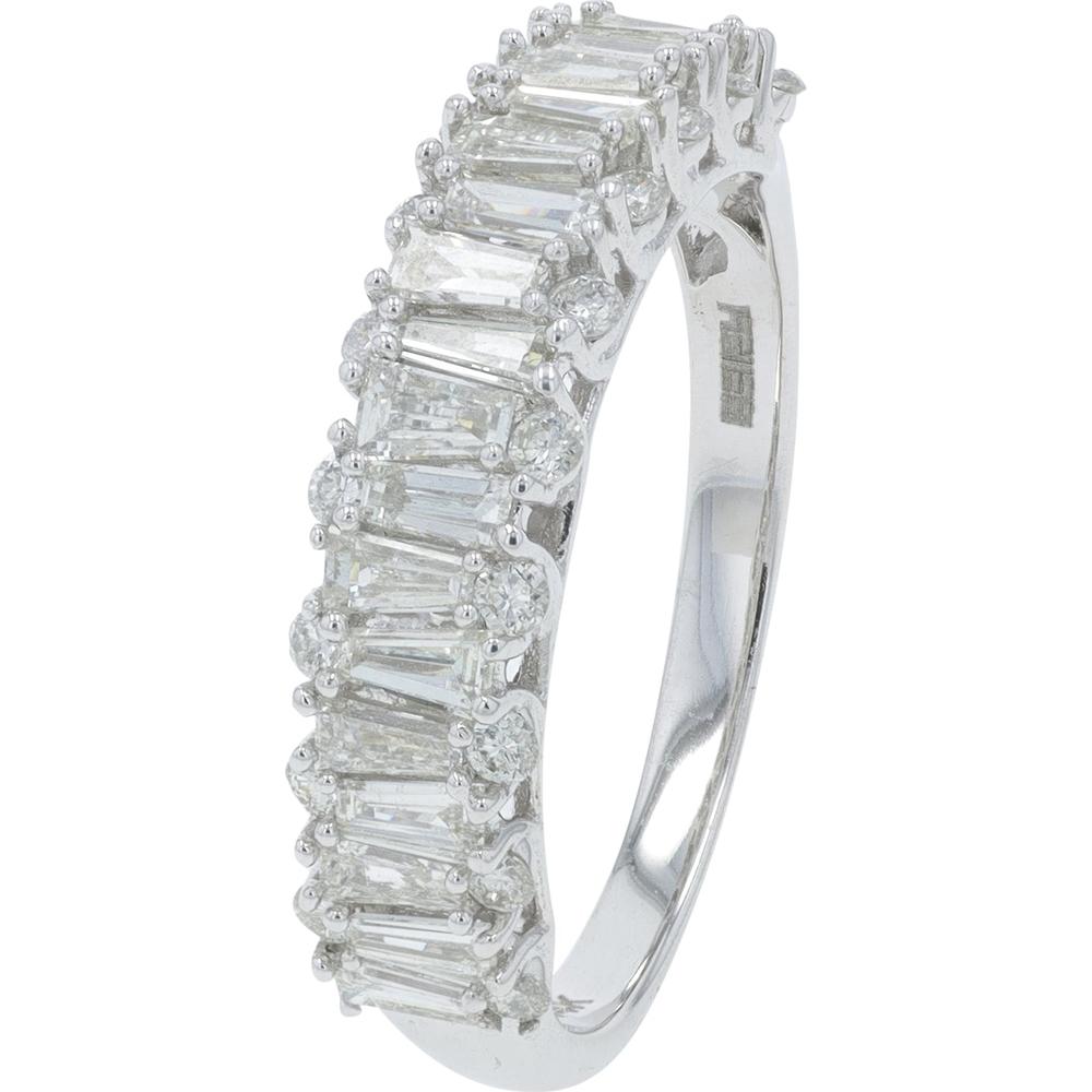 14K White Gold EFFY Diamond Band with Alternating Baguette and Round Diamonds - 1.00 Carat Total Diamond Weight