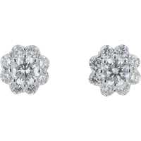 14K White Gold EFFY Diamond Cluster Flower Stud Earrings - 1.00 Carat Total Diamond Weight