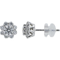 14K White Gold EFFY Diamond Cluster Flower Stud Earrings - 1.00 Carat Total Diamond Weight