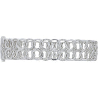 14K White Gold EFFY Diamond Link Bangle with Pavé - Set Round Diamonds - 1.16 Carat Total Diamond Weight
