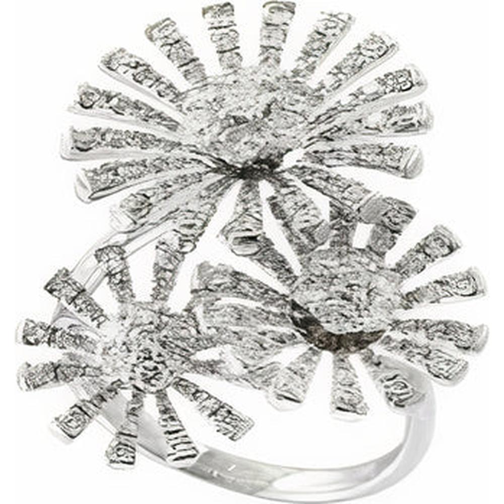 14K White Gold EFFY Diamond Triple Flower Ring - 1.59 Carat Total Diamond Weight