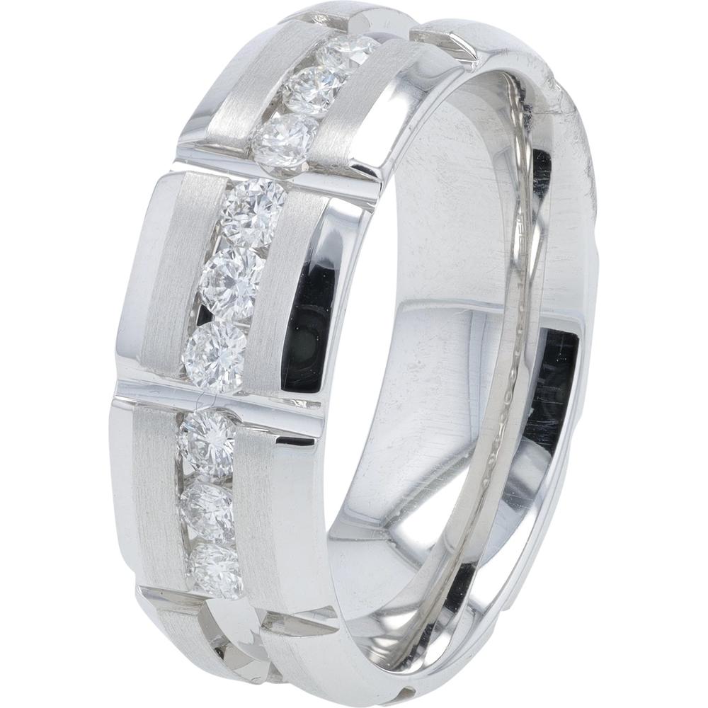 14K White Gold EFFY Men's Band with Channel - Set Round Diamonds - 0.50 Carat Total Diamond Weight