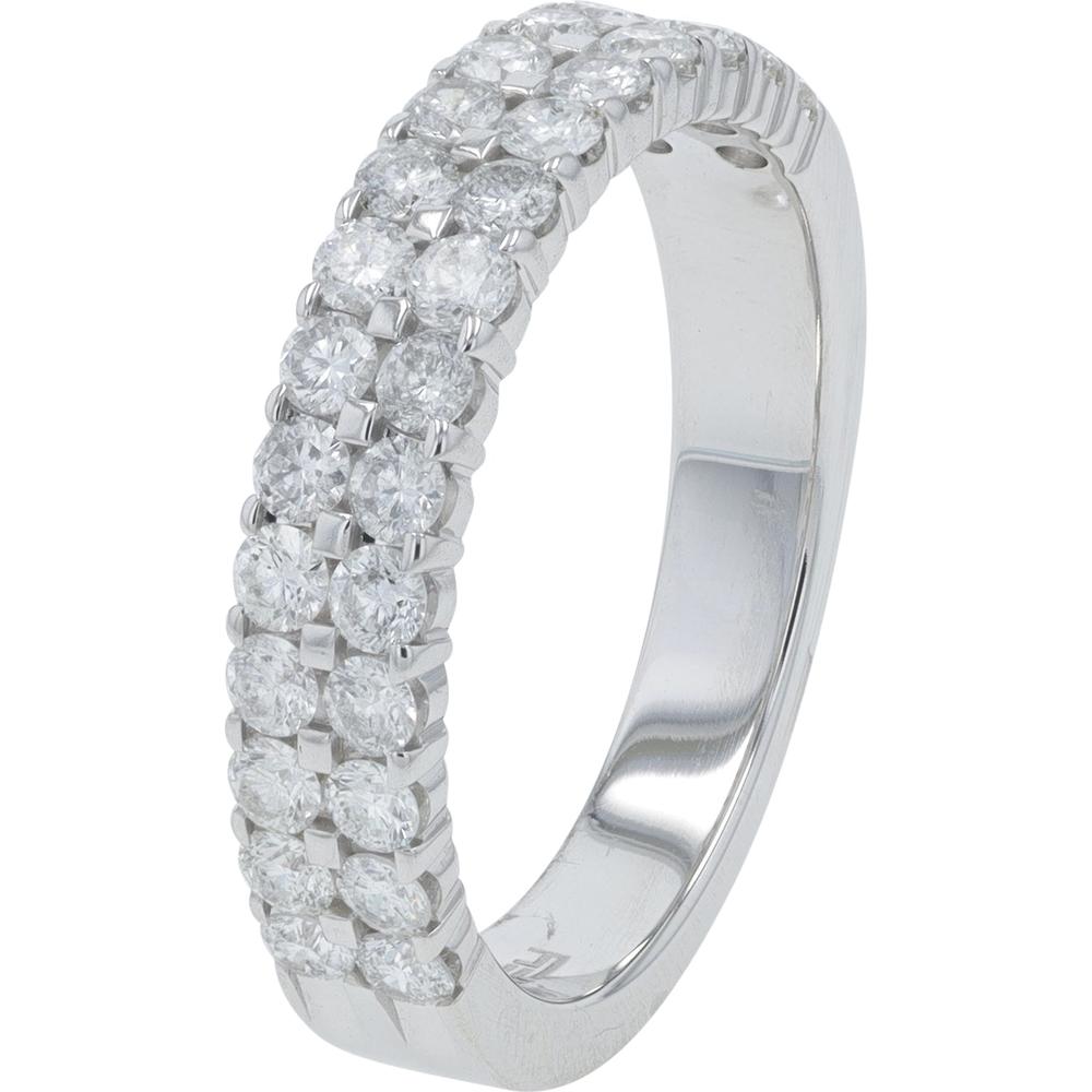 14K White Gold EFFY Multi - Row Band Ring with Prong - Set Round Diamonds - 1.00 Carat Total Diamond Weight