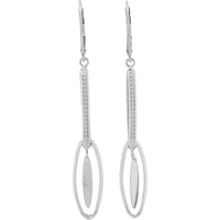 14K White Gold Elegant Oval Link Drop Earrings - Minimalist Design