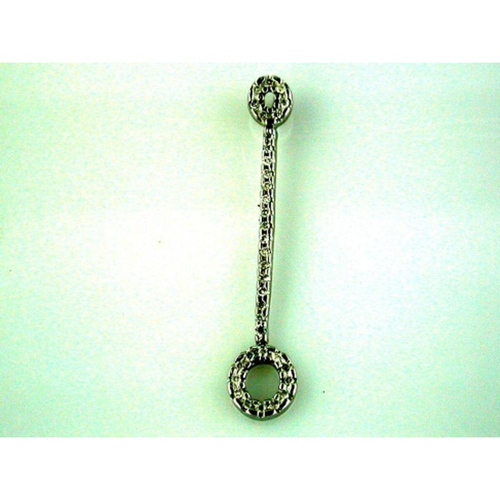 14K White Gold Elongated Bar Pendant with Milgrain Detail and Round Brilliant Diamond - 0.15 Carat Total Diamond Weight - Royal Jewelry