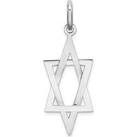 14K White Gold Elongated Star Of David Charm - 38.5mm Length by Oro Pregiato