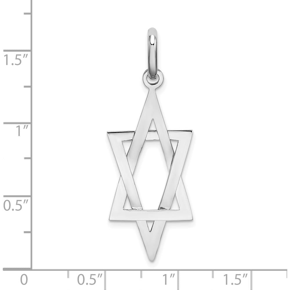 14K White Gold Elongated Star Of David Charm - 38.5mm Length by Oro Pregiato