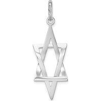 14K White Gold Elongated Star Of David Charm - 38.5mm Length by Oro Pregiato