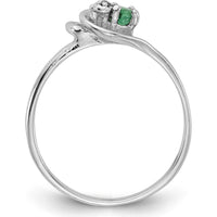 14K White Gold Emerald 0.11 Carat & Diamond Ring - 0.004 Carat Total Diamond Weight by Monteluci Fine Jewelry