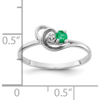 14K White Gold Emerald 0.11 Carat & Diamond Ring - 0.004 Carat Total Diamond Weight by Monteluci Fine Jewelry