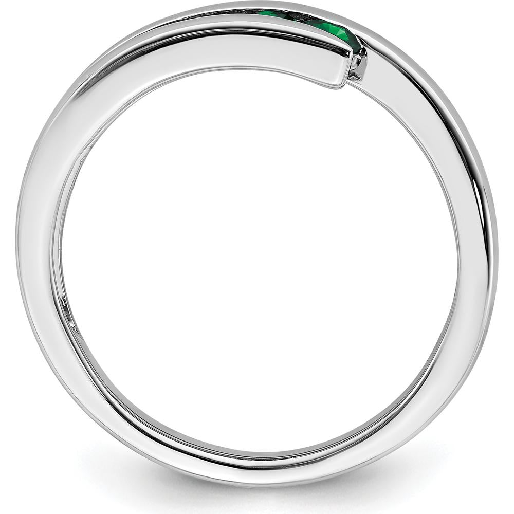 14K White Gold Emerald 4-Stone Ring with Round Natural Emeralds - 0.1 Carat Total Emerald Weight by 0