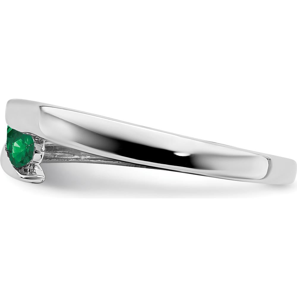 14K White Gold Emerald 4-Stone Ring with Round Natural Emeralds - 0.1 Carat Total Emerald Weight by 0