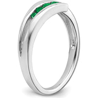 14K White Gold Emerald 4-Stone Ring with Round Natural Emeralds - 0.1 Carat Total Emerald Weight by 0
