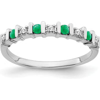 14K White Gold Emerald and Diamond Band - 0.16 Carat Total Gemstone Weight by 0