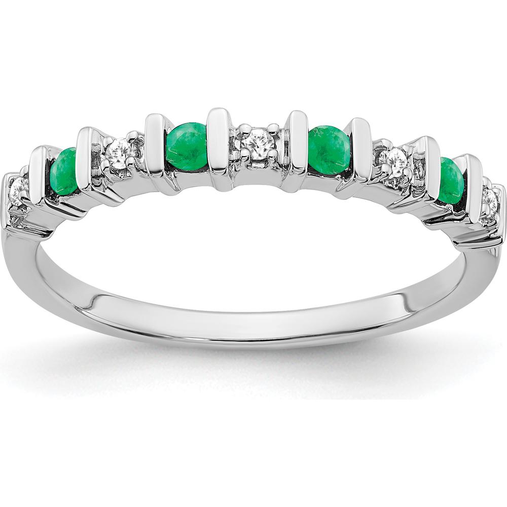 14K White Gold Emerald and Diamond Band - 0.16 Carat Total Gemstone Weight by 0