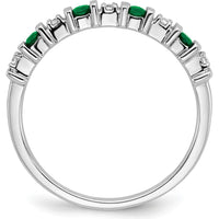 14K White Gold Emerald and Diamond Band - 0.16 Carat Total Gemstone Weight by 0