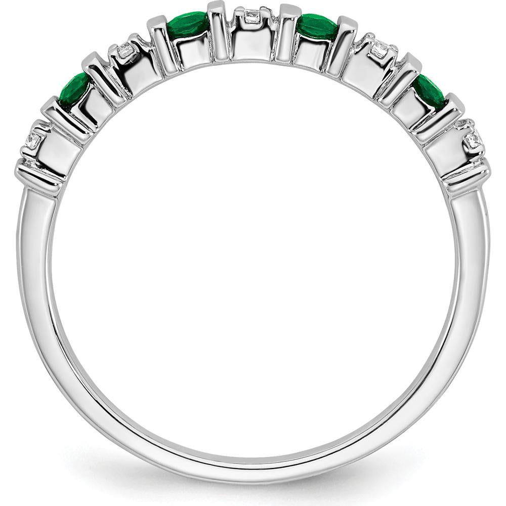 14K White Gold Emerald and Diamond Band - 0.16 Carat Total Gemstone Weight by 0