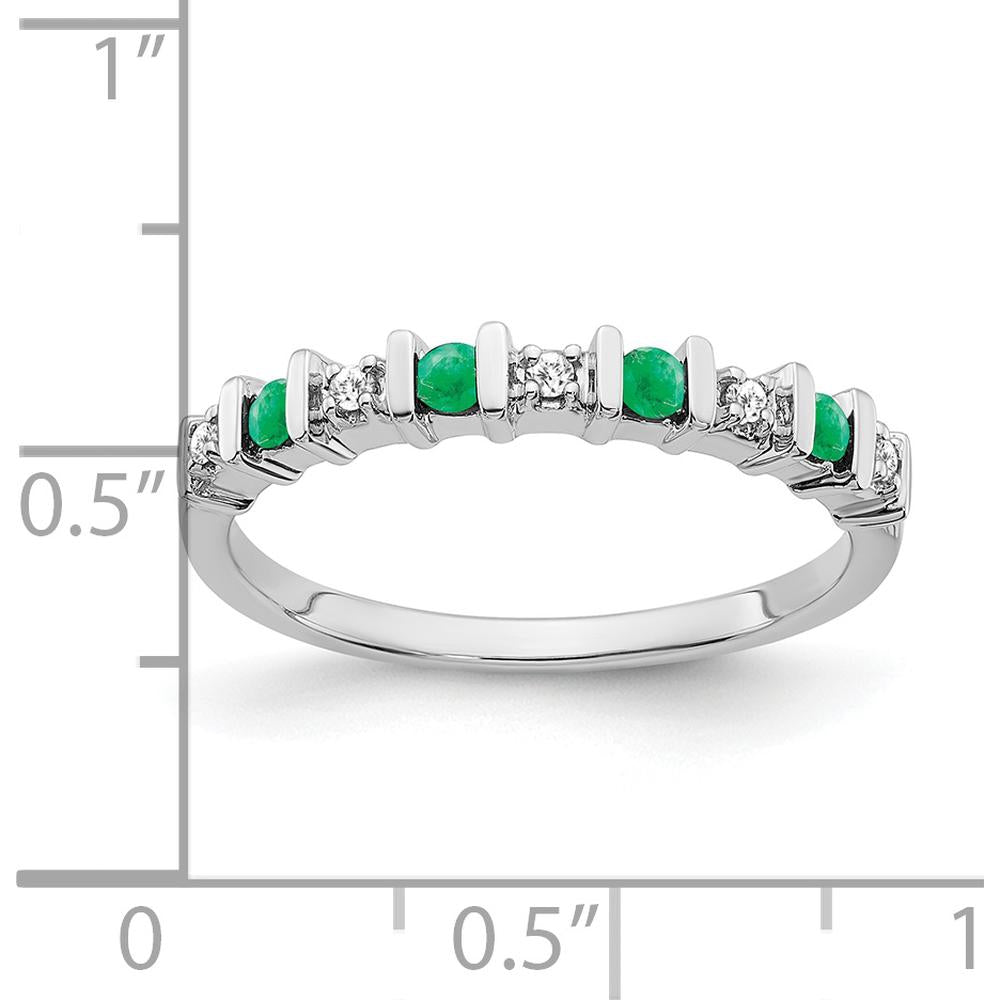 14K White Gold Emerald and Diamond Band - 0.16 Carat Total Gemstone Weight by 0