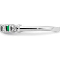 14K White Gold Emerald and Diamond Band - 0.16 Carat Total Gemstone Weight by 0