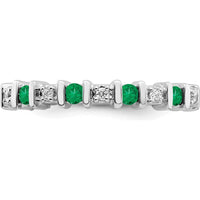 14K White Gold Emerald and Diamond Band - 0.16 Carat Total Gemstone Weight by 0