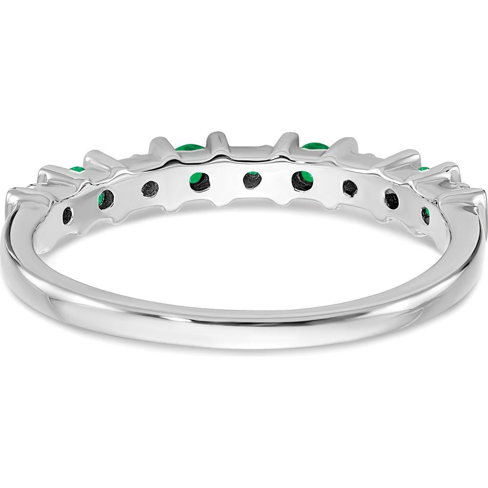 14K White Gold Emerald and Diamond Band - 0.16 Carat Total Gemstone Weight by 0