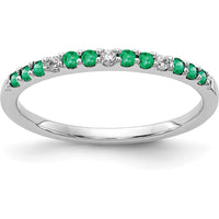 14K White Gold Emerald and Diamond Band - 0.20 Carat Total Weight by 0