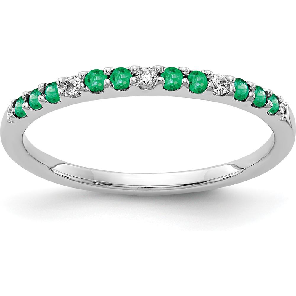 14K White Gold Emerald and Diamond Band - 0.20 Carat Total Weight by 0