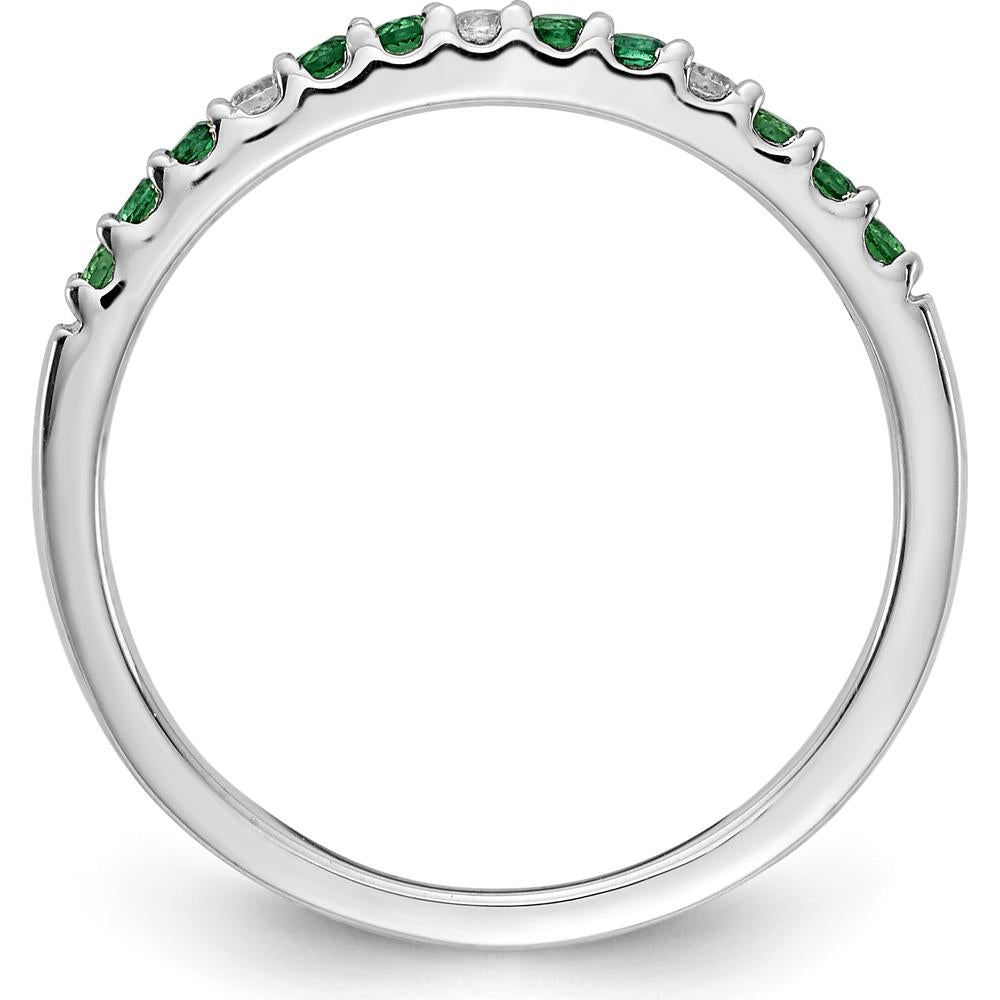 14K White Gold Emerald and Diamond Band - 0.20 Carat Total Weight by 0
