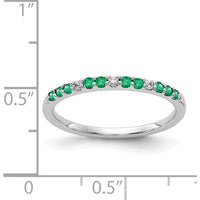 14K White Gold Emerald and Diamond Band - 0.20 Carat Total Weight by 0