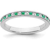 14K White Gold Emerald and Diamond Band - 0.24 Carat Total Gem Weight by 0